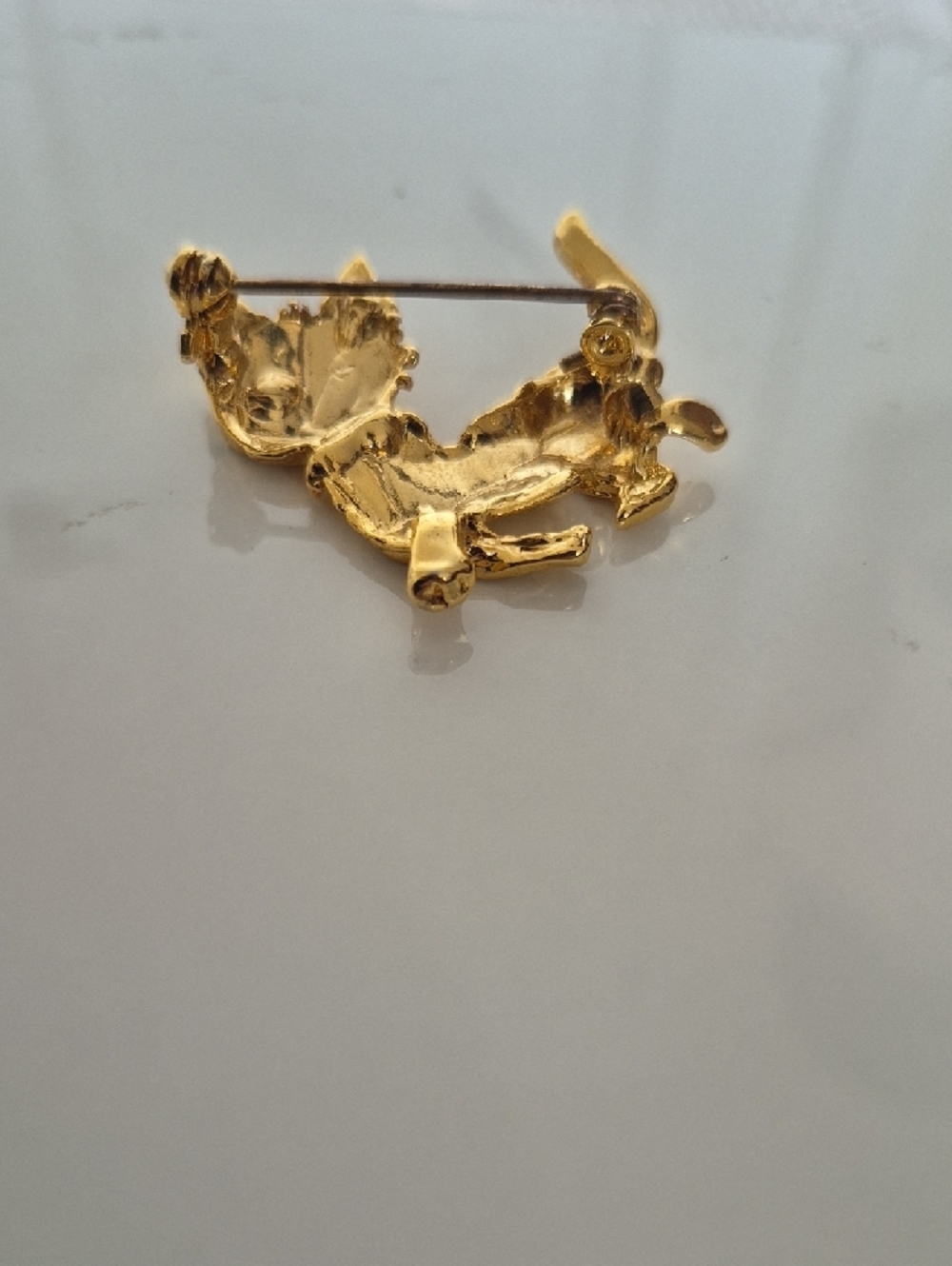 Fashion Jewelry Vintage Gold Cat Brooch with Blue Eyes - Picture 4 of 16